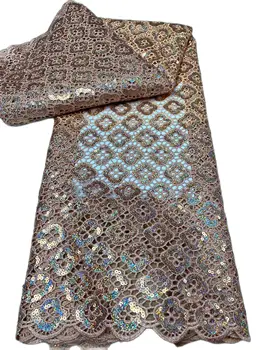 5 ярдов высококачественной кружевной ткани с африканскими блестками для африканской свадьбы в нигерийском стиле, повседневная одежда для шитья оптом и в розницу, FY2401