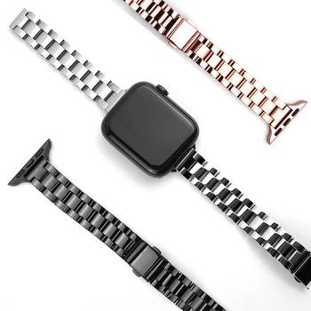 Браслет для Apple watch 6 se ремешок 40 мм 44 мм тонкий ремешок из нержавеющей стали для iwatch серии 5 4 3 38 мм 42 мм женский браслет для девочек