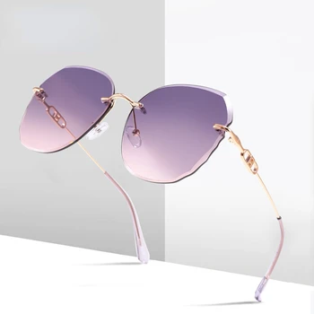 2023 Новые Металлические Солнцезащитные очки HD Модные Женские Солнцезащитные очки с защитой от ультрафиолета Без оправы Модные