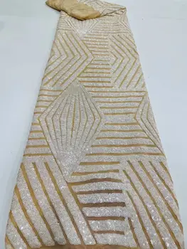 Нигерийские Ткани с блестками, Кружевная ткань ZH-1226863, Вышитая Тюлевая ткань, Африканская кружевная ткань для свадебного платья