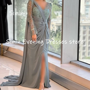 Симин Шифоновое Вечернее платье для выпускного вечера в стиле Русалки с блестками и рюшами длиной до пола, Элегантные вечерние платья для женщин 2023