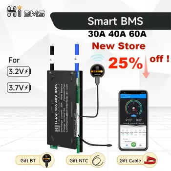 Hi Smart BMS Bluetooth Lifepo4 16S 48V BMS 4S 8S 12V Li-ion 3S 13S 14S 30A 40A 60A 80A Баланс Малого тока EV