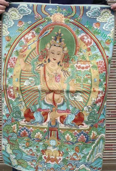 36 дюймов Тибетская шелковая вышивка Веншу Манджушри Богиня Танка Танка Картины Фрески