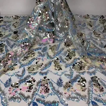 Роскошная французская вышивка Жениха, Тюлевая сетка, Кружевная ткань в африканском нигерийском стиле С крупными блестками, Кружевная ткань Для свадебного платья