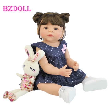 BZDOLL 55 см Полное Силиконовое Виниловое Тело Reborn Girl 22 дюйма Реалистичная Кукла Для Новорожденных Принцесса Игрушка для Малышей Bonecas Водонепроницаемый