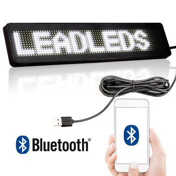 DC 5V Bluetooth светодиодный автомобильный знак, прокручивающий мессенджер от смартфона, программируемый для окон автомобиля, витрины магазина, бизнеса (белый)