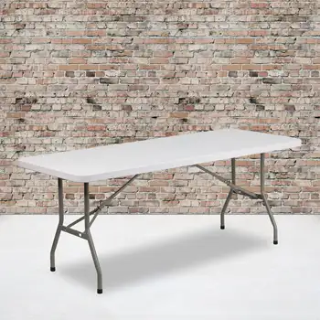 Раскладной столик из гранитного белого пластика с 6-футовой фурнитурой