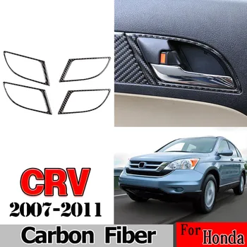 Для Honda CR-V 2007-2011 3D наклейка из настоящего углеродного волокна Внутренняя дверная ручка Отделка рамы Аксессуары для интерьера автомобиля