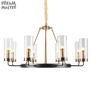 Скандинавская современная люстра с золотистым стеклянным абажуром decor lustre E14 led свеча подвесная лампа 8 led кольцевой светильник