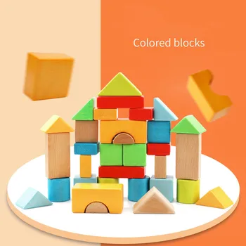 [Забавный] 32 шт./компл., деревянные цветные строительные блоки с крупными частицами, игрушки для детей раннего возраста, игрушки для детей, подарок на день рождения