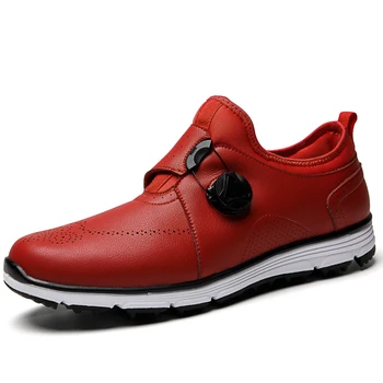 Новая мужская обувь для гольфа, кожаная дышащая водонепроницаемая противоскользящая обувь для тренировок, Белые, Синие, Красные, Черные Кроссовки для Гольфа36-46