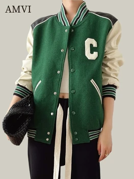 Женская куртка, пальто с буквой C, бейсбольная форма, топы в американском ретро стиле, спортивная одежда на открытом воздухе, Высококачественные куртки, Шерстяное твидовое пальто, Новое