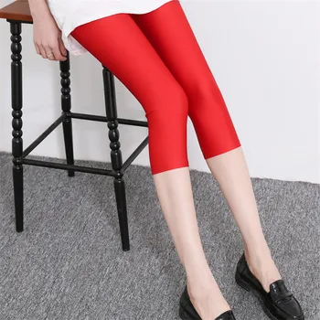 VISNXGI/Красные брюки, Женские Леггинсы, Блестящие брюки, капри из спандекса, Растянутые Джеггинсы, Блестящие эластичные брюки для фитнеса, бега