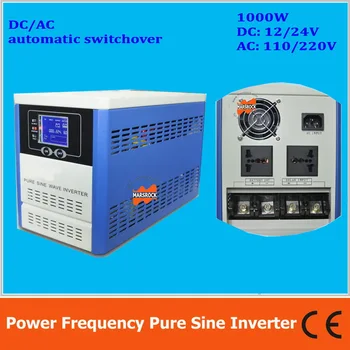 Частота мощности 1000 Вт чистый синусоидальный солнечный инвертор с зарядным устройством DC12V24V к AC110V220V LCD AC by Pass AVR