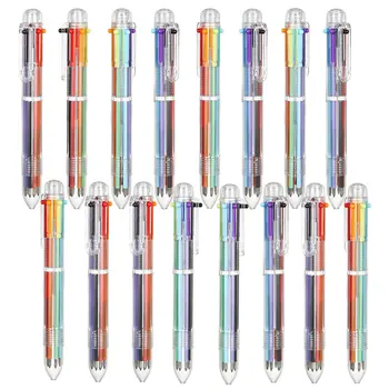 16ШТ 0,5 мм Многоцветная шариковая ручка 6-в-1, многоцветная ручка, принадлежности для занятий, 6 цветных выдвижных шариковых ручек