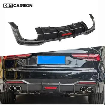 Губчатый Диффузор Заднего Бампера из Углеродного Волокна Со светодиодной Подсветкой для Audi A5 Sline S5 Sport 2021, Автомобильный Диффузор, Защитные Обвесы, Аксессуары