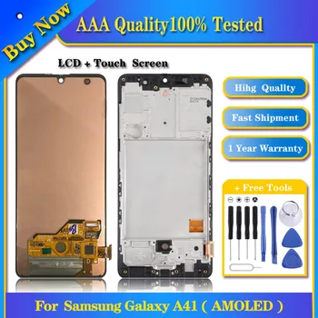 100% Протестированный Оригинальный ЖК-экран Super AMOLED для Samsung Galaxy A41 SM-A415 с цифровым преобразователем в Полной сборке и рамкой (черный)