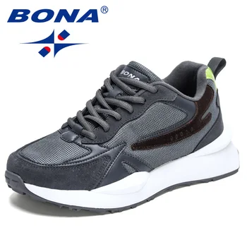 BONA 2023 Новые Дизайнерские Модные Кроссовки, Мужские кроссовки, Дышащая легкая обувь, Мужская Повседневная обувь для ходьбы на платформе