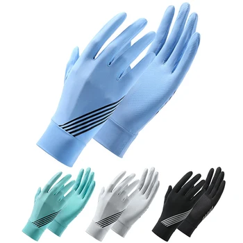 Перчатки для защиты от солнца на открытом воздухе, велосипедные Дышащие летние силиконовые перчатки, устойчивые к ультрафиолетовому излучению, Унисекс, нескользящие эластичные перчатки с сенсорным экраном