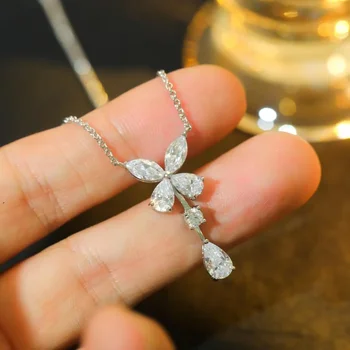 Благородное ожерелье с подвеской в виде бабочки и циркона, Оригинальный логотип высокого качества, изысканный модный женский подарок на День рождения, праздничный подарок