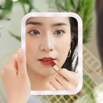 Зеркало для макияжа с сенсорным экраном со светодиодной яркостью, косметическое зеркало с регулируемым по USB перезаряжаемым косметическим инструментом