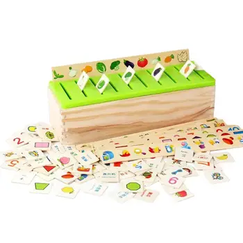 Деревянные игрушки Монтессори С классификацией фруктов Развивающие игрушки Обучающие занятия Монтессори Сортировочная коробка Развивающие Игрушки
