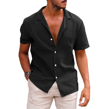 2023 Новая Мужская Льняная Дышащая рубашка с длинным рукавом, Однотонная Повседневная Базовая Хлопчатобумажная Льняная рубашка, Топы, рубашка из конопли для мужчин