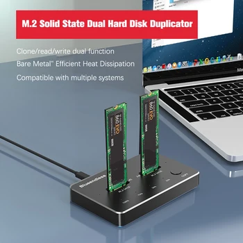 Внешний блок жесткого диска SSD с двумя отсеками SATA NGFF/NVME M.2, Эффективная тепловая док-станция и функция клонирования хранилища данных