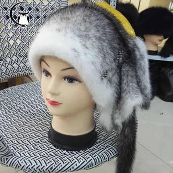 Горячая распродажа, женская шапка из натурального меха норки, зимние шапочки из меха норки, благородная шляпа ручной работы