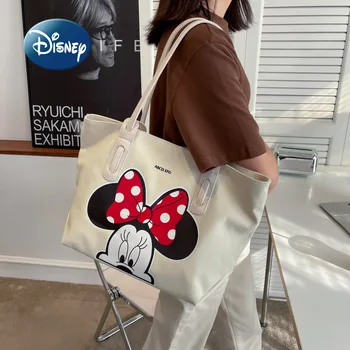 Новая холщовая сумка Disney's с Микки из мультфильма, милая женская сумка, Роскошная брендовая женская сумка через плечо, модная сумка для хранения большой емкости