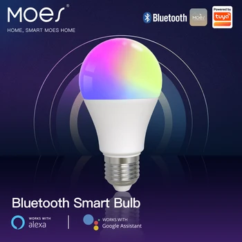 MOES Bluetooth Светодиодная лампа E27 Dimmable Smart Light с Регулируемым цветом, совместимая с Alexa и Google Voice, идеально подходит для вечеринки