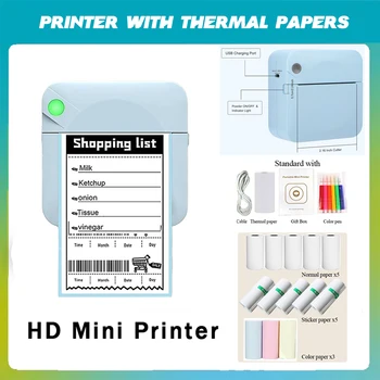 Мини портативный принтер с 13 рулонами бумаги наклейка для термопечати Беспроводной мини карманный фотопринтер без чернил