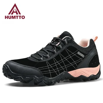 Женская обувь HUMTTO, зимняя водонепроницаемая походная обувь, Роскошные Дизайнерские Альпинистские Треккинговые ботинки, Женские Кожаные женские кроссовки 2022