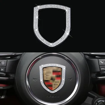 Эмблема на рулевом колесе автомобиля в форме ОНГО, бриллиантовая наклейка для украшения интерьера, совместимая с Porsche Cayenne Macan