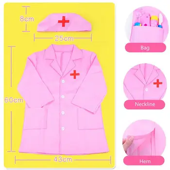 1 Комплект, Универсальный детский халат для Косплея Доктора, Дышащая детская униформа медсестры для Косплея, Ролевые игры, детское больничное пальто, прочный