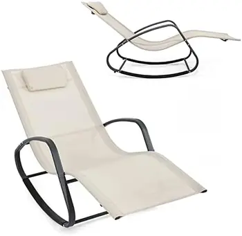 Гравитационное кресло-качалка, Шезлонг для внутреннего и наружного использования, Волнистый шезлонг для отдыха во дворе, Съемный Подголовник, Черный и серый