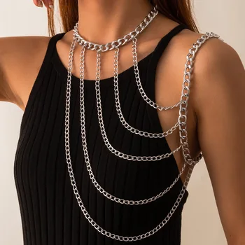 Преувеличенная Цельная Выдолбленная Цепочка с кисточками на шее, Сексуальное Металлическое ожерелье, Европейские Снежно-мягкие ювелирные цепочки, Ожерелья