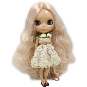 Кукла ICY DBS Blyth золотистые волнистые волосы с пробором посередине ЗАГОРЕЛАЯ кожа глянцевое лицо 30 см №280BL3139 игрушка в подарок своими руками