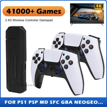 Для P5-PRO 64G 30000/128G 40000 Ретро-Игр 4K HD Видеоигровая консоль 2,4G Двойной Беспроводной Контроллер GameStick Для N64 PSP PS1