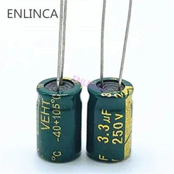 60 шт./лот 250 В 3,3 мкФ 250 В 3,3 мкФ алюминиевый электролитический конденсатор размером 8*12 20%