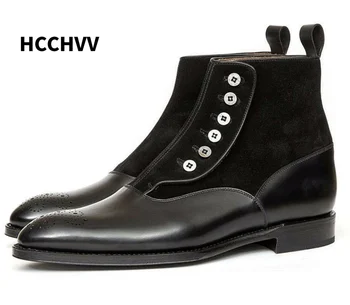 Итальянские Мужские Рыцарские ботинки, мужские рабочие ботинки с пряжкой и пуговицами, Квадратная обувь, мужские ботинки 