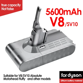 Аккумулятор для пылесоса Dyson V8 V7 SV10 5000 мАч 21,6 В для полной уборки/пушистых/животных и сменный литий-ионный аккумулятор емкостью 4,0 мАч