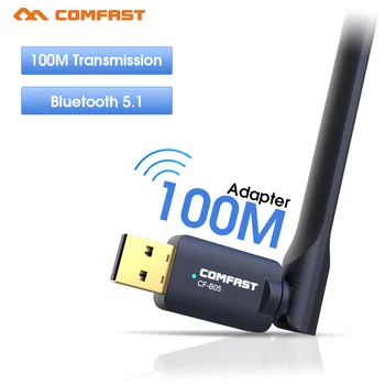 Comfast 100M Long Range USB Bluetooth 5.1 Адаптер с высоким коэффициентом усиления для ПК и настольных ноутбуков, Bluetooth-ключ, беспроводной приемник для передачи