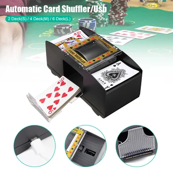 2 4 6 Палубных Игральных Карт Автоматический Тасовщик Карт USB Перезаряжаемый Электрический Тасовщик для Покера UNO Карточные Игры Домашнего Вечернего Использования Карты