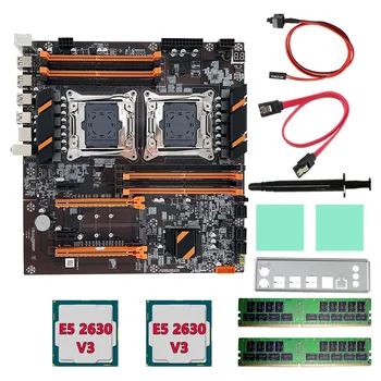 Материнская плата с двумя процессорами X99 + процессор 2XE5 2630 V3 + оперативная память 2XDDR4 4G RECC + Кабель SATA + Перегородка Поддержка слота LGA 2011 8XDDR4 2011-V3 CPU