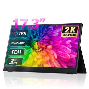 Портативный Монитор 2K 17,3 Дюймов QHD FreeSync HDR IPS 100% sRGB Легкий Игровой Компьютер, Дисплей для ноутбука С Type-C Mini HDMI