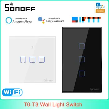 SONOFF T1/T2/T3 Умный Настенный выключатель света WiFi ЕС, США, Великобритания, Серия TX, Приложение/Сенсорный/RF433/Голосовое Дистанционное Управление, Поддержка Alexa Google Home
