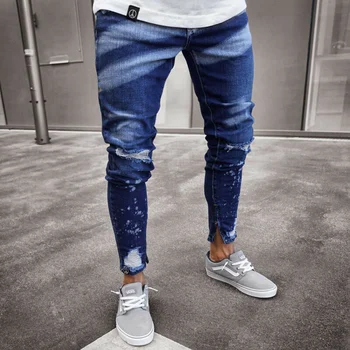 Совершенно новый стиль Stylis, мужские рваные обтягивающие джинсы, потертые джинсовые брюки Slim Fit, брюки