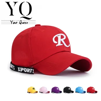 YQ 2023 Новая Четырехсезонная Шляпа с Буквенной Лентой для молодых Пар, Модная Уличная Бейсболка с Вышивкой Big R, Летние Шляпы для женщин 모자