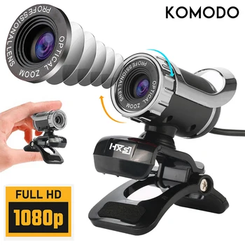Веб-камера с Микрофоном 1080P с Вращением на 360 ° HD Веб-камера Компьютерная Камера USB-Камеры для Настольных ПК Ноутбуков с ручной Фокусировкой Потоковая Передача